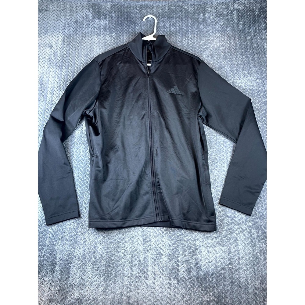 Adidas Essentials Track Jacket Mens Medium Black Full Zip Long Sleeve Mock Neck